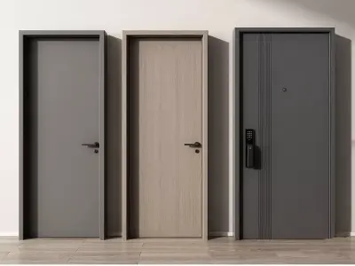 Wooden-door Single-door Bedroom-door 3D model