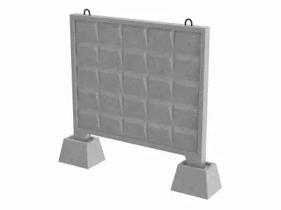 Concrete Wall Fence 3D model