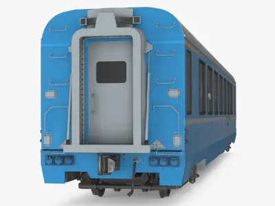  Economy-Class Passenger Coach with Air Vents Blue with Interior 