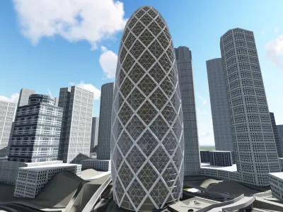 Glazed modern skyscraper 3D model