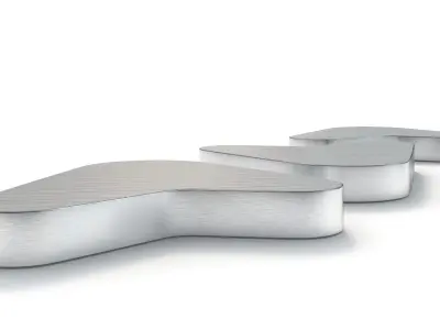 Outdoor Metal Wood Bench 001 3D model