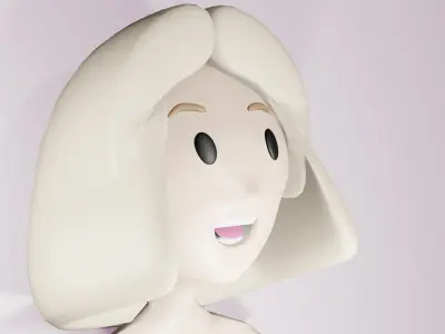 UI Stylised girl charecter head 3D model