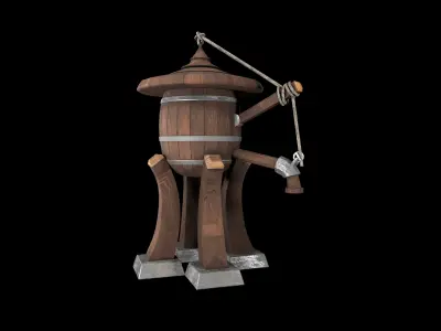 wooden Water Tank Low-poly 3D model