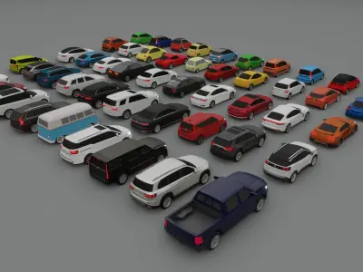  collection of 50 low poly cars 
