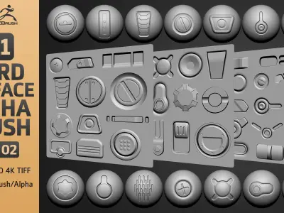 111 Hard Surface Alpha Brush Hard Surface Library VOL 02 3D model