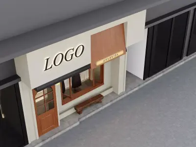 Minimalist Contemporary Boutique Storefront 3D model