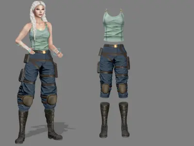 Space Mechanic Delivery Sci-fi Full Outfit Low-poly 3D model