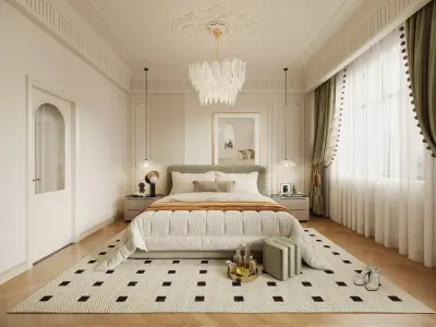 French Style Bedroom 3D Model 3D model