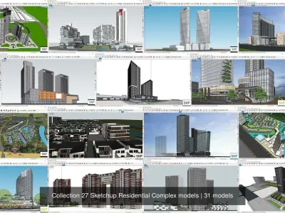 Collection 27 Sketchup Residential Complex models 3D Model Pack