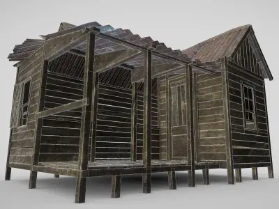 Rural Shack Low-poly 3D model