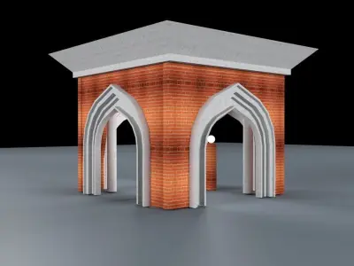 Red Brick Dome House 3D model