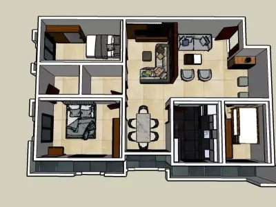 apartment floor plan 3D model