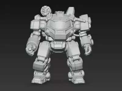 Stylized Orange Mech Suit - PBR Game - Ready Robot Low-poly 3D model