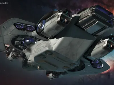  Futuristic Spaceship Transporter Rigged 