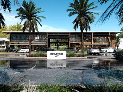 Retail Center Exterior Scene 3D model