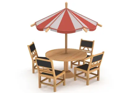 Table and stools 3D model