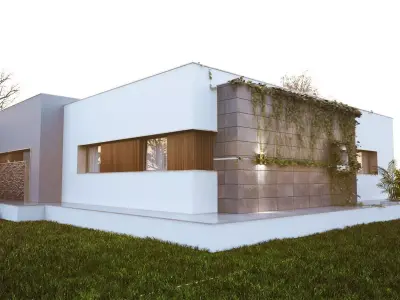 3D Model Modern House on Open Plot Low-poly 3D model