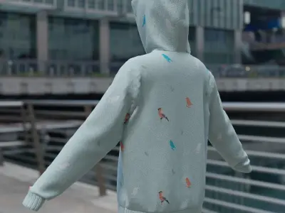 Replaceable print design hoodie sweatshirt 3D Model Pack