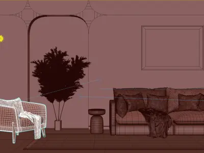 interior livingroom scene 05 3D model