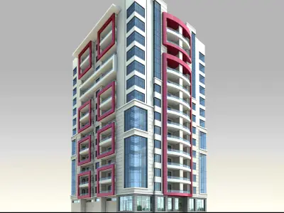 Apartment Architectural 3d Model with Render Scene Low-poly 3D model