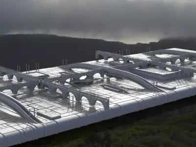 City Bridges walkway ground plane Sci-Fi 3D model