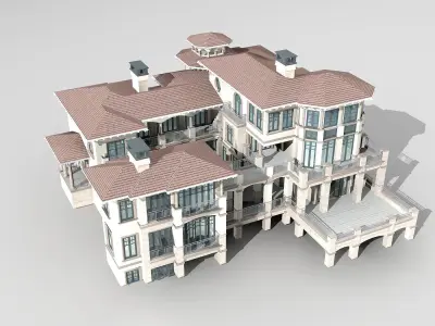 Villa mansion 3D model 6