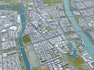 Suqian Jiangsu China 100km Low-poly 3D model