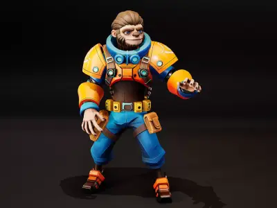 Stylized Sloth Engineer 01 Low-poly 3D model