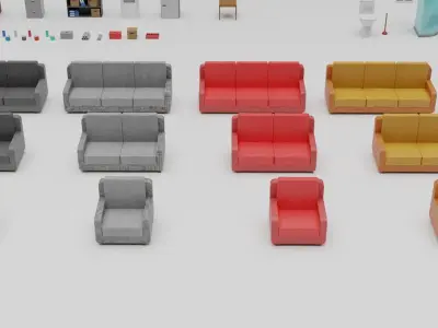 Home and office and warehouse stuff Low-poly 3D model