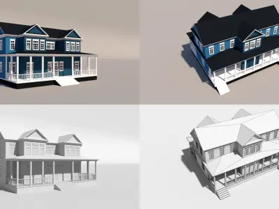 cartoon country cottage Low-poly 3D model purchase