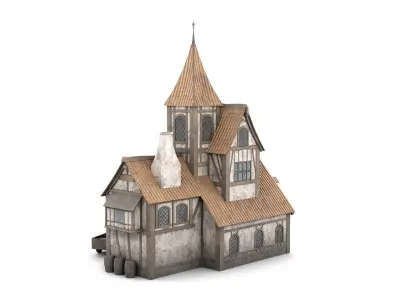 Vintage Cottage Low-poly 3D model