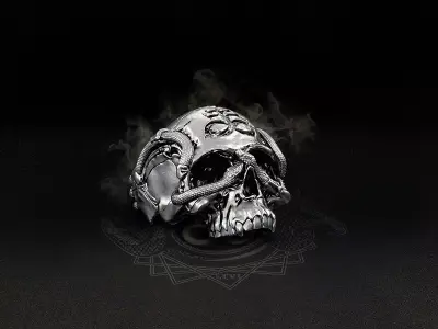 Leviathan Biomechanical Skull Ring 3D print model