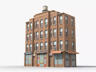 Apartment Building x6 Low-poly 3D model