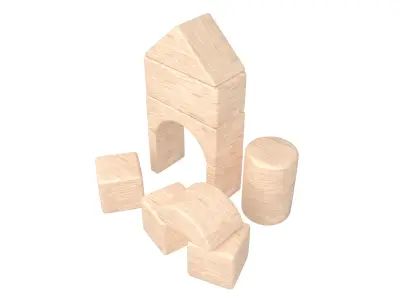 Wooden Block V1 001 Low-poly 3D model
