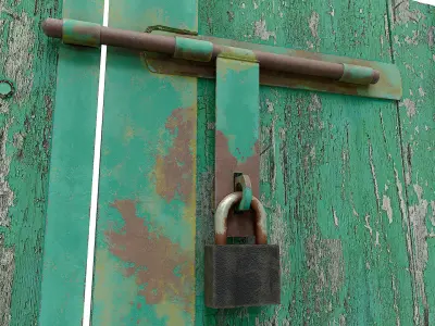 Wooden door latch   Low-poly 3D model