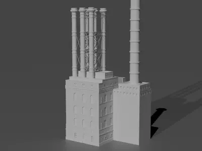 Historic Brick Power Plant Industrial Steam Factory Game Ready 3D print model