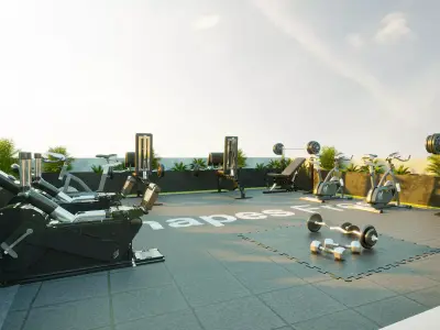 Rooftop gym 3d model 3D model