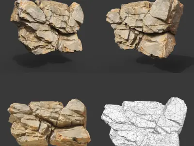 Low Poly Yellow Cliff Face 221208 - Ultra HD 16K Texture Low-poly 3D model