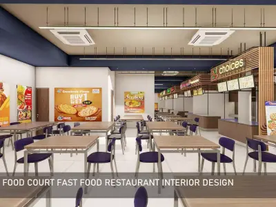 Food Court fast food Restaurant Interior Design 3D model
