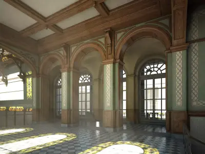 Classical Courtyard with Staircase 3D model