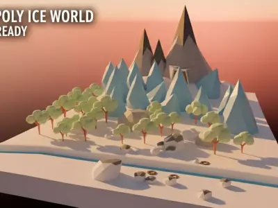 Ice world low poly Game ready Low-poly 3D model