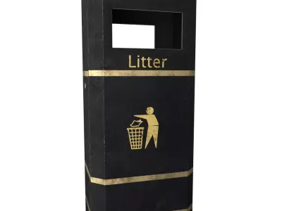 Derby E Slimline Litter Bin Low-poly 3D model