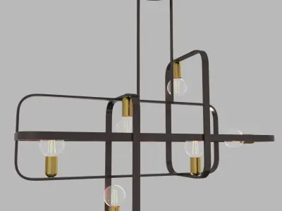 Bronze with Antique Brass Accents Linear Chandelier 3D model
