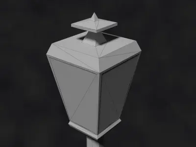 Low poly city lamp post Low-poly 3D model