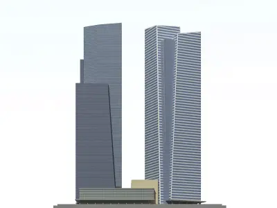 Marina Bay Financial Centre - MBFC- 3D Model Low-poly 3D model