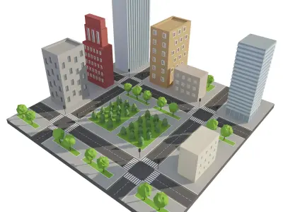 Game City Low-poly 3D model