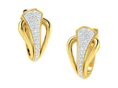 Light Weight Yellow Gold Diamond Earring EZ BI-32 3D print model