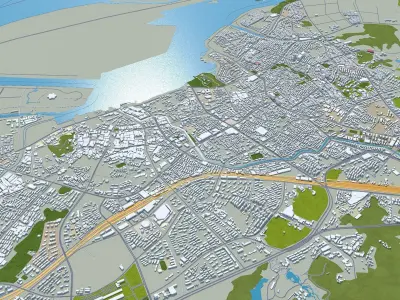 Zhenjiang Jiangsu China 65km Low-poly 3D model