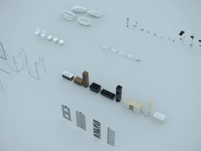 Bathroom furnishing elements mix  Low-poly 3D model