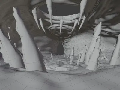 Cavern entrance to cave Low-poly 3D model